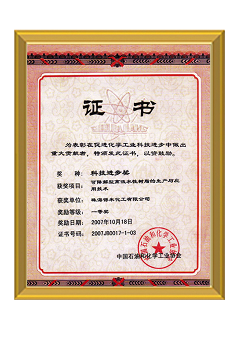 化学科技进步奖一等奖